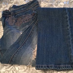 Muddy distressed flare leg jeans